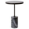 Kush Iron & Marble Round Side Table, Black / Grey