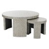Harlan 2 Piece Shell Inlaid Round Nested Coffee Table Set, 90cm