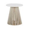 Mia Marble & Timber Slat Round Side Table