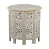 Larisa Carved Timber Round Side Table