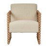 Bobbin Fabric & Oak Timber Armchair, Natural / Beige