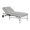 Sheffield Iron Outdoor Sun Lounge, Black White Stripe / Black