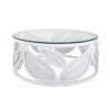 Seville Glass Topped Rattan Round Coffee Table, 81cm, White