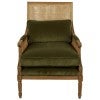 Hicks Caned Oak Timber Armchair with Velvet Cushions, Natural / Olive
