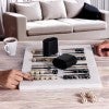 Heritage Marble Backgammon Board Game Set, Zebra Black / Green