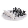 Archaia Marble Round Chess Set with Standard Storage Case, 30cm, White / Zebra Black
