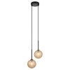 Gaston Glass & Iron Pendant Light, 2 Light, Black / Amber Tear