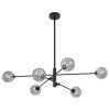 Gaston Glass & Iron Pendant Light, 6 Light, Black / Smoke