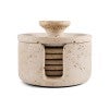 Marcellus 6 Piece Travertine Round Coaster Set with Holder & Lid