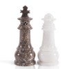 Marcellus Marble Chess Design Salt & Pepper Mill Set, White / Grey