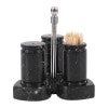 Nook Marble Salt & Pepper Shaker with Toothpick Holder Set, Black