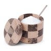 Esme Checkered Marble Salt Cellar with Spoon, Grey / Verona
