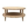 Mauvoisin Oak Timber Round Coffee Table, 90cm, Lime Washed Oak