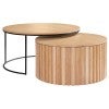 Echo 2 Piece Wood & Metal Round Nested Coffee Table Set, 90/75cm, Natural