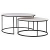 Napa 2 Piece Marble & Metal Nested Round Coffee Table Set, 90/75cm, White / Black