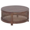 Wendell Mango Wood & Rattan Round Coffee Table, 80cm, Honey Brown