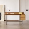 Albrin American White Oak & Stainless Steel Home Office Desk, 150cm