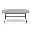 Bravon Polycement & Metal Alfresco Oval Coffee Table, 100cm, Grey / Black