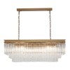 Marf Rectangular Cascade Crystal Pendant Light, 3-Tier, Brass