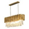 Sophie Crystal Glass & Stainless Steel Oval Bar Pendant Light, Gold