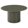 Haifa Glass Top Round Coffee Table, 80cm, Khaki