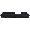 Ciro Teddy Fabric Compressed Modular Sofa, 6 Seater with Ottoman, Black