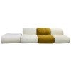 Snori Chenille Fabric Compressed Modular Sofa, 4 Seater with Ottoman, White / Saffron