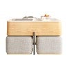 Annabelle 5 Piece Modern Square Nested Storage Coffee Table & Ottoman Set, 80cm, White / Oak