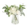 Rosie Artificial Protea & Rose Arrangement in Glass Vase, White Flower
