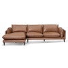 Lumio Leather Corner Sofa, 3 Seater with LHF Chaise, Caramel Brown