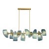 Aquaflow Brass & Artistic Glass Bar Pendant Light, 10 Light