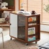 Aerlis Sintered Stone Top Boxwood Bar Cart with Pegboard & Magazine Rack