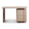 Lithoria Oak Timber & Stainless Steel Desk with Right Drawers, 140cm, Oat