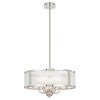 Norel Glass & Iron Pendant Light, 6 Light, Nickel