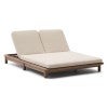 Megumi Fabric & Teak Timber Double Sun Lounger