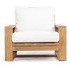 Tanoa Teak Timber Outdoor Armchair with Cushion, Natural / Off White
