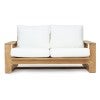 Tanoa Teak Timber Outdoor Sofa with Cushion, 2 Seater, Natural / Off White