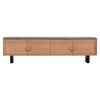Maurena Sintered Stone Top Tasmanian Oak Timber 4 Door TV Unit with LED Light, 190cm