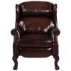 Vaughn Full Top Grain Leather Wing Back Recliner Armchair, Vintage Brown