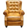 Edison Full Top Grain Leather Recliner Armchair, Vintage Ochre