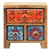 Cerelle Mango Wood & Ceramic 3-Drawer Tabletop Cabinet