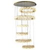 Rias Crystal Glass & Stainless Steel Dimmable LED 6 Tier Pendant Light, CCT, Gold