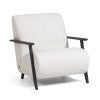 Roberta Shearling Fabric Armchair, White / Wenge