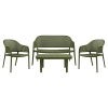 Avenil 4 Piece Outdoor Lounge Set, Green