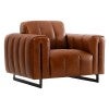 Alessa Premium Top Grain Full Leather Armchair, Dark Brown