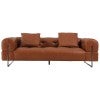 Misello Premium Top Grain Full Leather Sofa with Cushion, 3 Seater, Brown