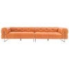Misello Premium Top Grain Full Leather Sofa with Cushion, 4 Seater, Tangerine