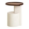 Selune Wooden Round Tray Top Side Table, Walnut / White