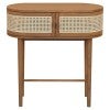 Kelly Mindi Wood & Rattan 2 Door Oval Hall Table, 80cm, Almond