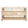 Sheraton Lattice Timber 3 Drawer Console Table, 160cm, Distressed Natural